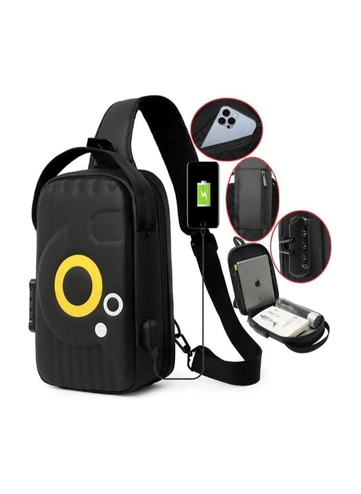 QSHOP Luxury Quality Anti-Theft Crossbody Bag Large Capacity Waterproof with USB Port Multi Pockets Handbag Shoulder Bag Password Lock Waterproof Travel Bag for Men Women  - Image 5