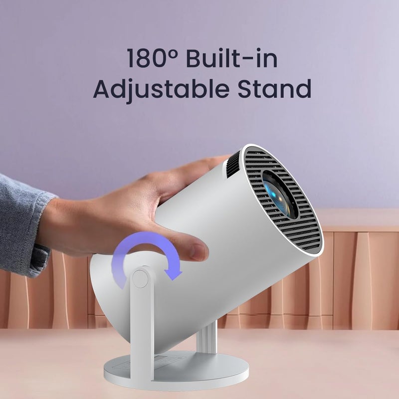 Portronics بيم 440 بروجيكتور LED ذكي بدقة 720p HD، تصميم قابل للتدوير، تطبيقات بث مدمجة (نتفليكس، برايم فيديو، هوتستار)، 2000 لومن، عكس الشاشة، مكبر صوت 3 وات (أبيض) - Image 4