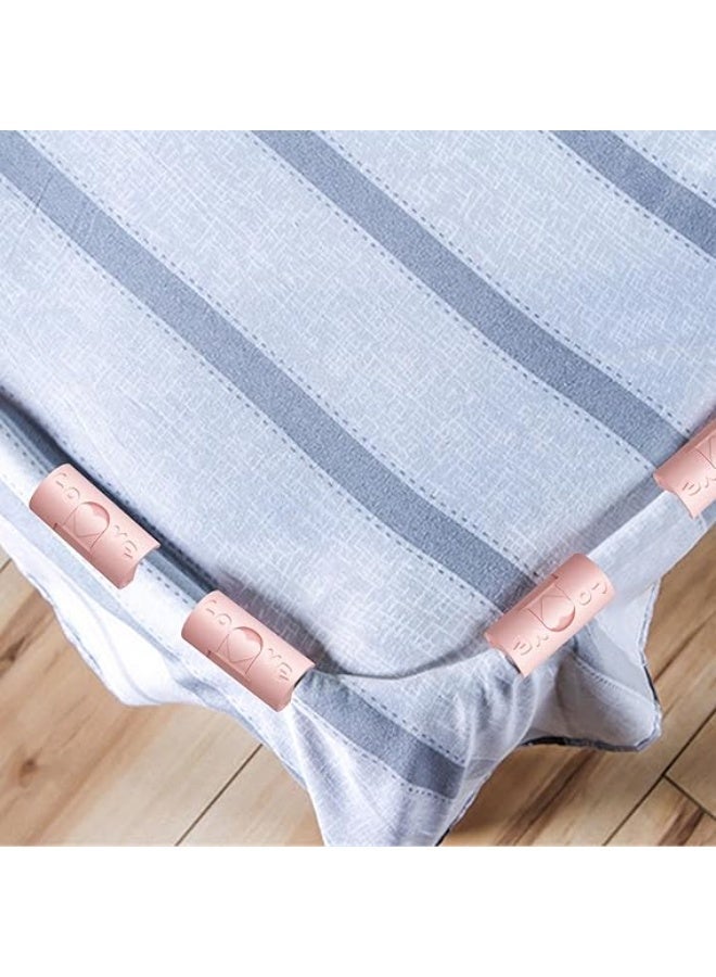 6 قطع من مشابك ملاءات السرير - مشابك ملاءات سرير قابلة للتعديل، مشابك لحاف لمعظم المراتب، مشابك إغلاق أكياس الطعام، مشابك ورق مكتبية (وردي) - Image 4