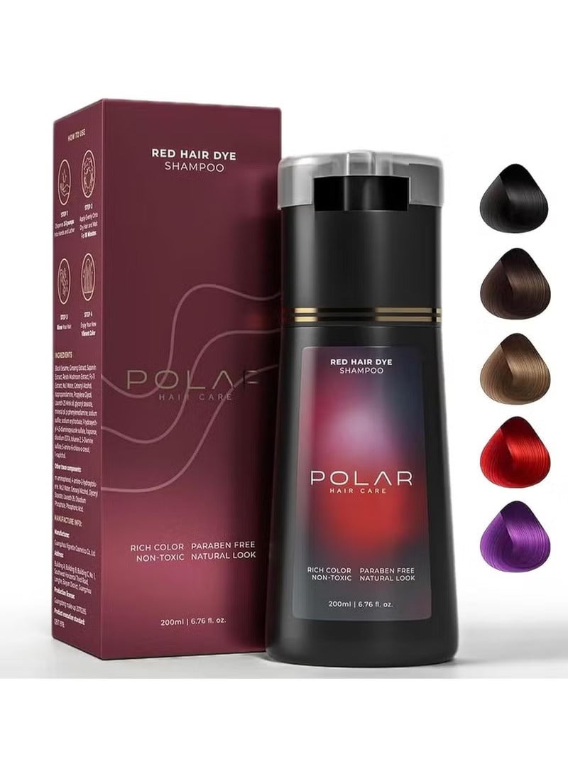 POLAR Hair Care Shampoo, Polar Hair Care Instant Dye Shampoo, Polar Hair Care Dye Shampoo (Red)  - Image 1