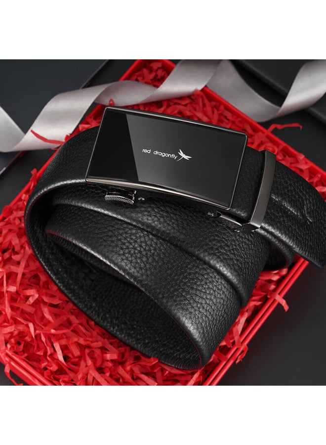RED DRAGONFLY Hongqingting Top-grain Leather Men's Belt With Automatic Buckle, Waist Belt, Gift For Husband, Father's Day, Birthday Present, Gift Box Packaging - Image 1