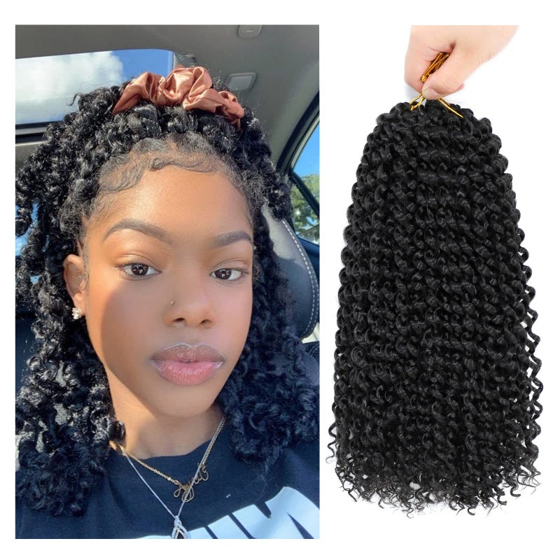 Dansama 6 Packs Passion Twist Hair Water Wave Braiding Hair for Butterfly Style Crochet Braids Bohemian Hair Extensions 12inch 1B Economy Pack