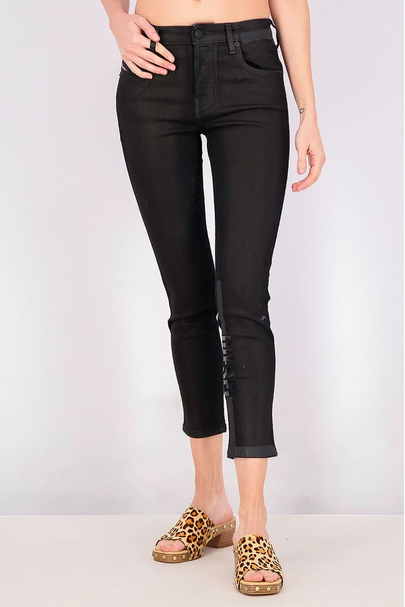 DIESEL Women Slim Fit Regular Waist Stretchable Denim Jeans, Black  - Image 1