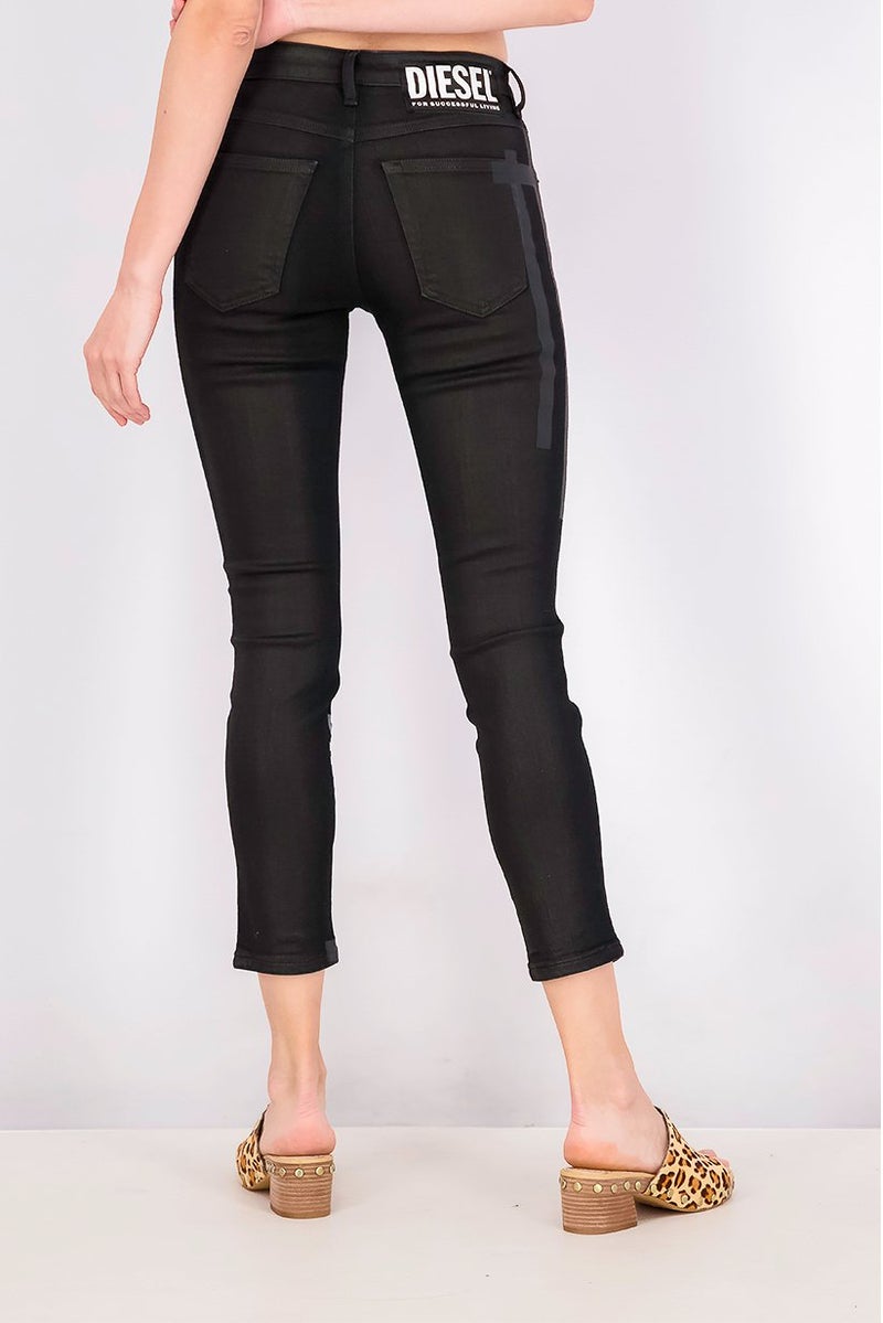 DIESEL Women Slim Fit Regular Waist Stretchable Denim Jeans, Black  - Image 2