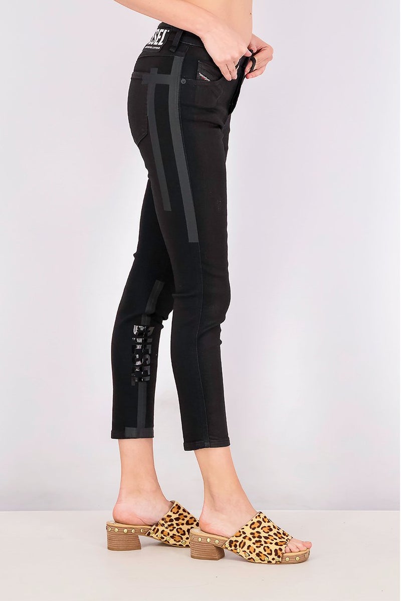 DIESEL Women Slim Fit Regular Waist Stretchable Denim Jeans, Black  - Image 4