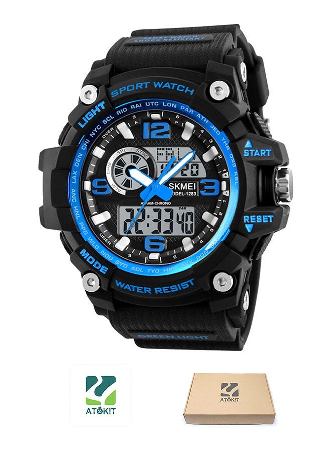 NIBEMINENT boys Outdoor Waterproof Electronic PU Leather Analog + Digital Watch 1283 - Image 1