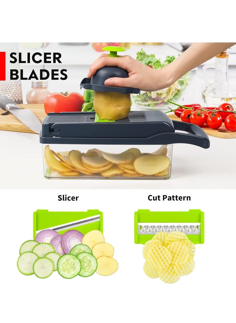 ELTRAZONE Vegetable Chopper, Pro Onion Chopper 14-in-1 Multifunctional Food Slicer, Dicer, Cutter, 8 Blades, Carrot & Garlic Chopper with Container – Efficient Kitchen Chopper for Easy Meal Prep (Grey) - Image 4