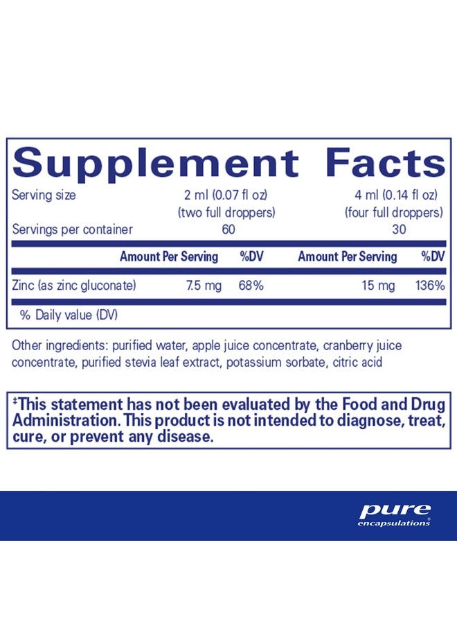 Pure Encapsulations سائل الزنك 15 ملغ ؛ مكمل زنك جلوكونات مضاد للحساسية لدعم المناعة ؛ 4 أونصة سائلة - Image 3