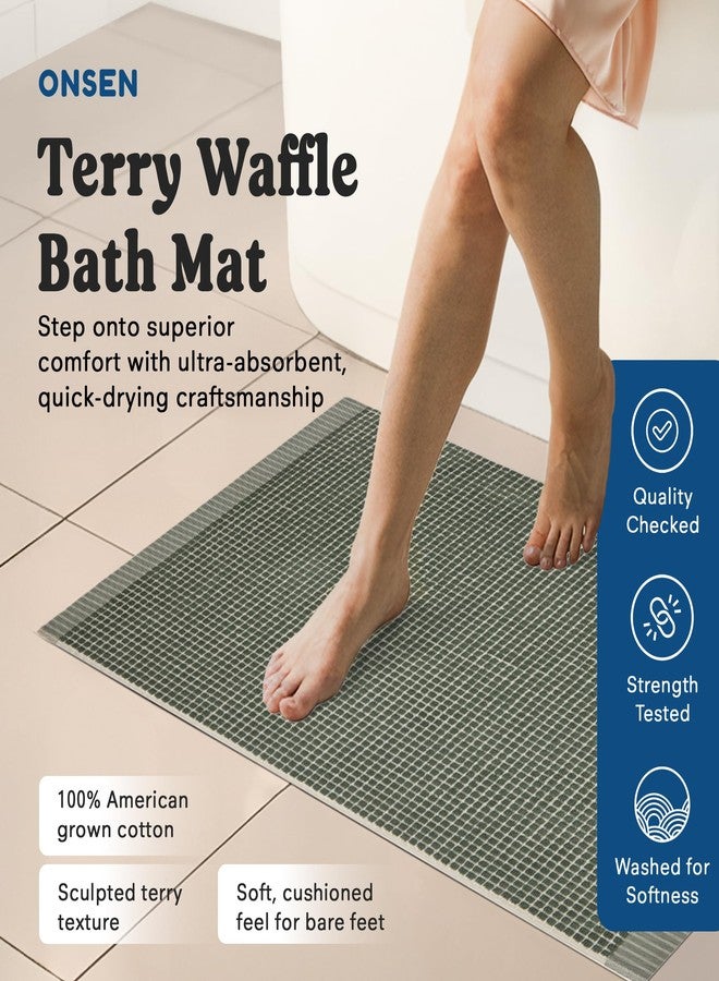 ONSEN Terry Cotton Waffle Bath Mat - Washable Bathroom Rug, Bathroom Accessories, Shower Rug - Highly Absorbent, Quick-Dry, Extra Soft & Durable, Stylish Spa Quality, Easy Care - Spruce, 20x30 in - Image 2