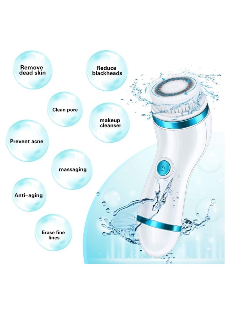كناير فرشاة تنظيف الوجه 4 في 1 - القابلة لإعادة الشحن - جهاز تنظيف الوجه الكهربائي الدوارة المقاومة للماء للتنظيف العميق والتقشير وإزالة الرؤوس السوداء - Image 2