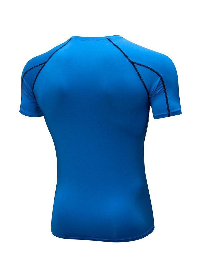 Loquat Men Quick Dry Breathable Elastic T-Shirt Blue - Image 2