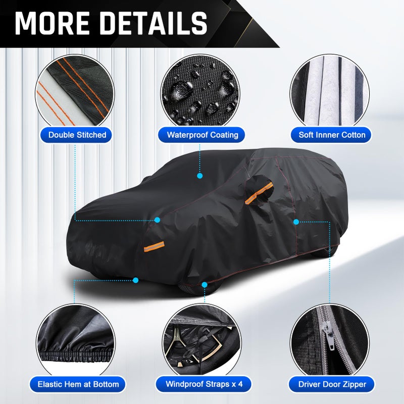 AltoCover 6 Layer Heavy Duty Car Cover Waterproof All Weather Protection with Cotton Liner, Universal Fit Audi A4, Ford Fusion, Buick Regal, Hyundai Sonata, Mazda6, VW Passat - Image 4
