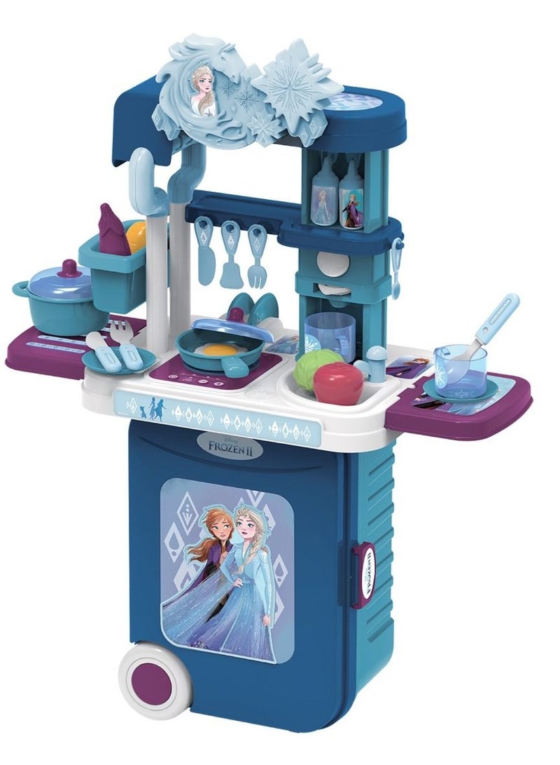 Disney عربة مطبخ ديزني فروزن 2 3 في 1 | آنا / إلسا | مجموعة لعب متعددة الوظائف | مجموعة مطبخ | مجموعة طهي | مجموعة لعب تفاعلية | لعب خيالي | لعب أدوار | لعب تمثيلي | هدية للأطفال والرضع - Image 1