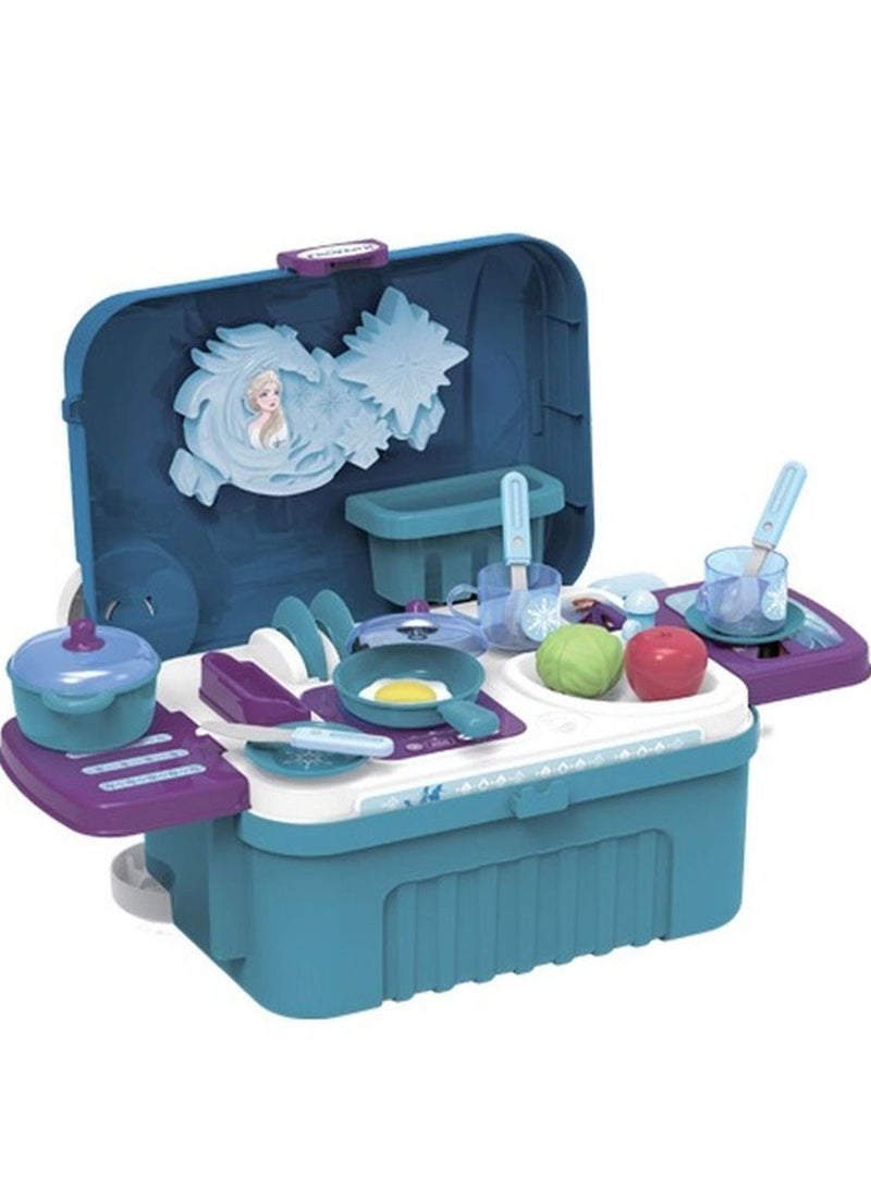 Disney عربة مطبخ ديزني فروزن 2 3 في 1 | آنا / إلسا | مجموعة لعب متعددة الوظائف | مجموعة مطبخ | مجموعة طهي | مجموعة لعب تفاعلية | لعب خيالي | لعب أدوار | لعب تمثيلي | هدية للأطفال والرضع - Image 2