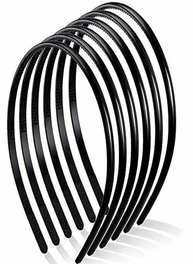 BAKEFY Headbands Halloween Skinny DIY Hair |6 Pieces black Plastic Plain Headbands Teeth Comb | - Image 1