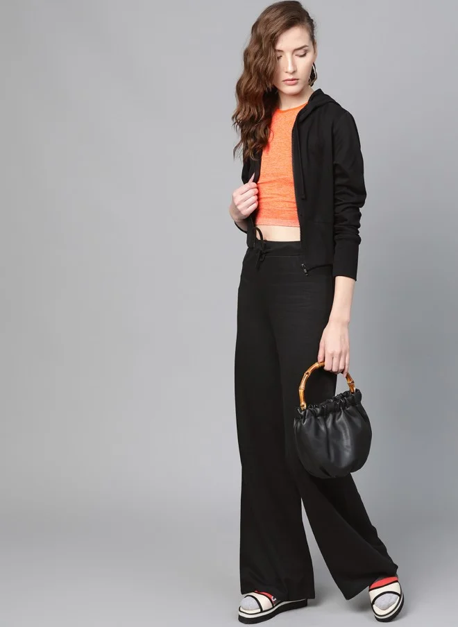 ساسافراس Wide Leg Black Track Pants for Women