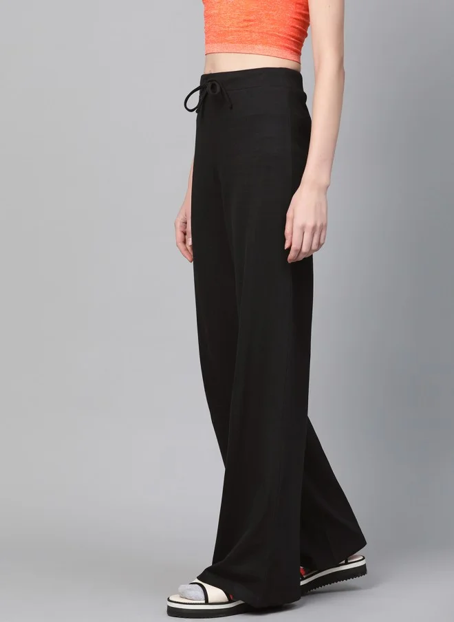 ساسافراس Wide Leg Black Track Pants for Women