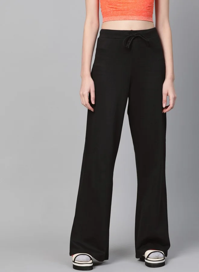 ساسافراس Wide Leg Black Track Pants for Women