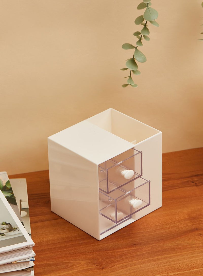 White Stationery Storage Holder With Drawers