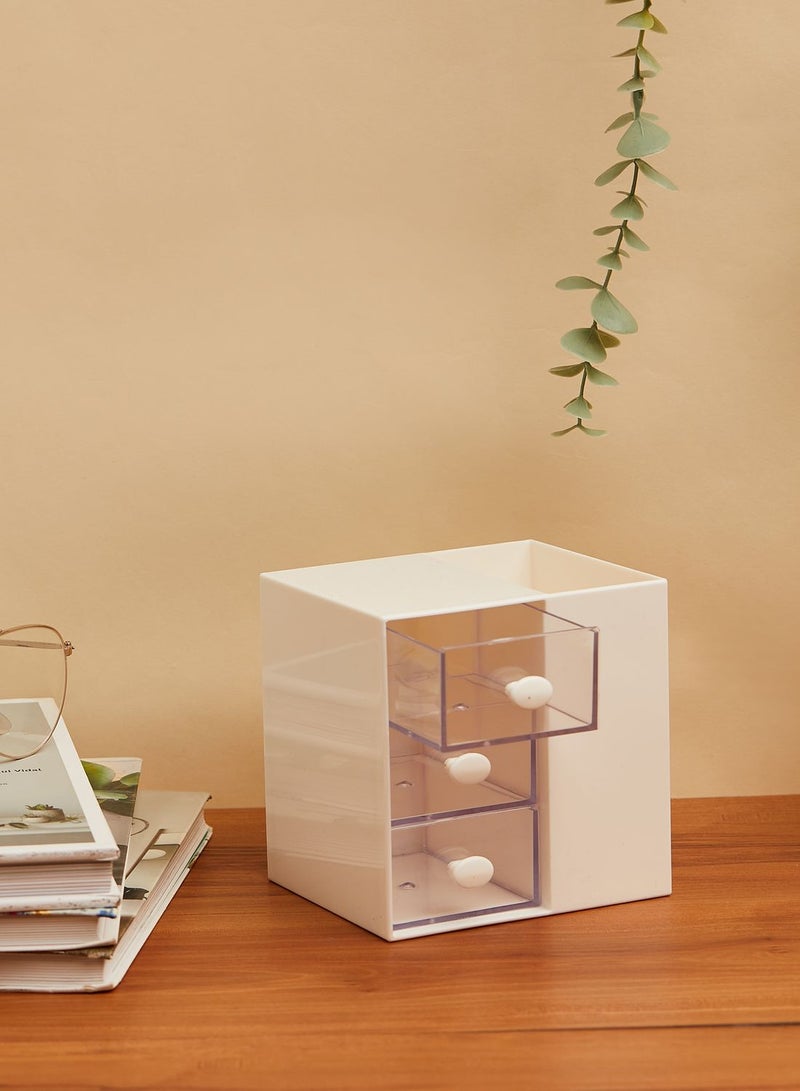 White Stationery Storage Holder With Drawers