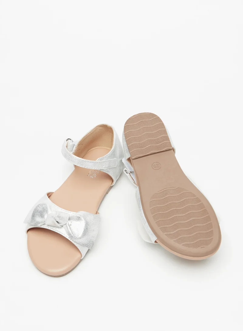 فلورا بيلا من شو إكسبرس Girls Flora Bella Bow Accented Sandals with Hook and Loop Closure Ramadan Collection