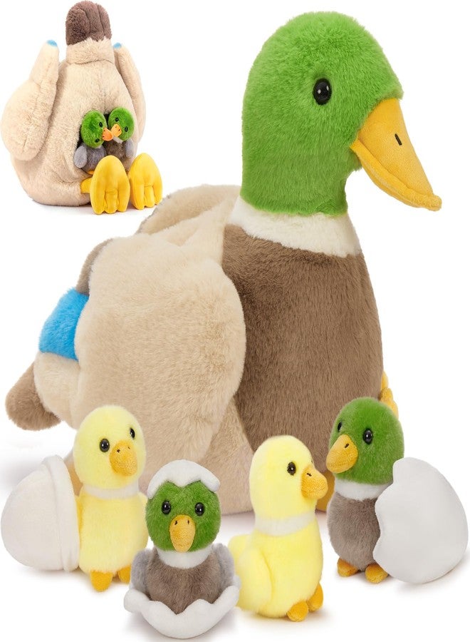 MaoGoLan Mallard Duck Stuffed Animals in Bulk, 7-in-1 Large Plush Toys with Mommy Duck and Ducklings & Eggs Inside Zippered Belly - Girls Easter Gift Nursery Baby Shower Decor - Image 1