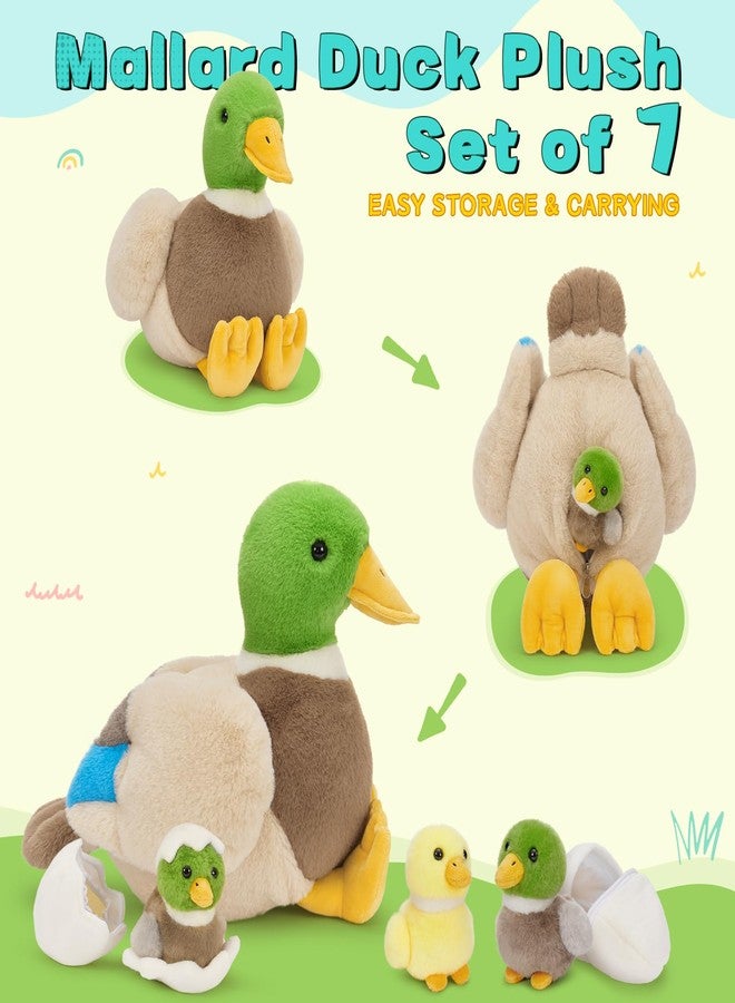 MaoGoLan Mallard Duck Stuffed Animals in Bulk, 7-in-1 Large Plush Toys with Mommy Duck and Ducklings & Eggs Inside Zippered Belly - Girls Easter Gift Nursery Baby Shower Decor - Image 5