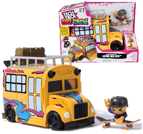 TECH DECK Sk8 Crew 2-in-1 Transforming Ultra Sk8 Bus & Storage with Fingerboard & Figure, Collectible Mini Skateboards, Kids Toys for Ages 5 and up - Image 1