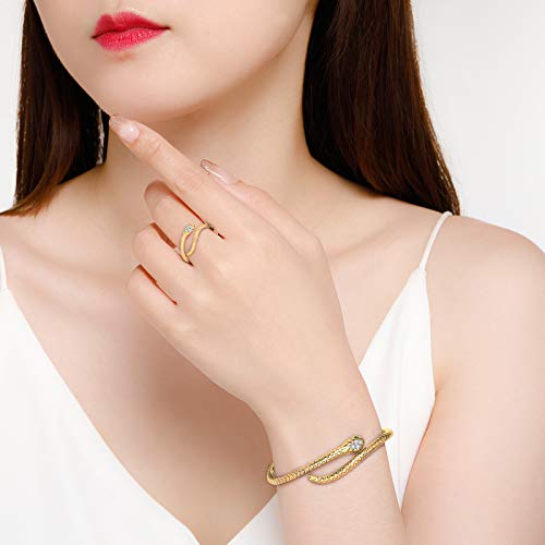 Presentski Snake Bracelets Gold Open Bangle Cuff Bracelet Snake Jewelry for Women Serpent Wrap Bypass Bracelet Adjustable - Image 2