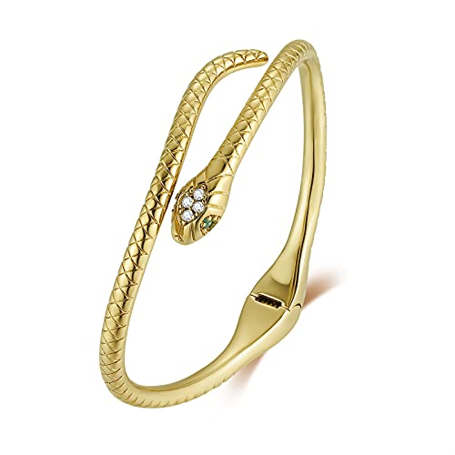 Presentski Snake Bracelets Gold Open Bangle Cuff Bracelet Snake Jewelry for Women Serpent Wrap Bypass Bracelet Adjustable - Image 1