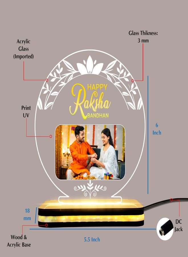 DECOCRU Acrylic Rakhi Gift | Customise Photo with Name | Happy Rakhi Lamp | Rakshabandhan Gift Ideas for Sister, Brother | Night Light LED Lamp | Circle Shape Decore (5.5 x 5.5) inches - Image 5