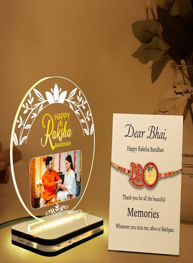DECOCRU Acrylic Rakhi Gift | Customise Photo with Name | Happy Rakhi Lamp | Rakshabandhan Gift Ideas for Sister, Brother | Night Light LED Lamp | Circle Shape Decore (5.5 x 5.5) inches - Image 3
