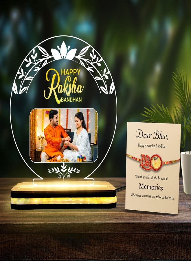DECOCRU Acrylic Rakhi Gift | Customise Photo with Name | Happy Rakhi Lamp | Rakshabandhan Gift Ideas for Sister, Brother | Night Light LED Lamp | Circle Shape Decore (5.5 x 5.5) inches - Image 2