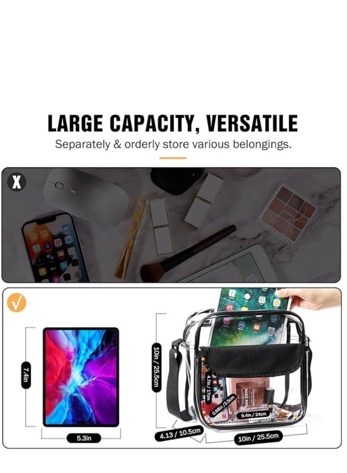 Clear Crossbody Bag, See Through Clear Purse Handbags with Adjustable Strap, Transparent Waterproof PVC Messenger Shoulder Bag for Women Work Sport Concert, Clear - Image 3
