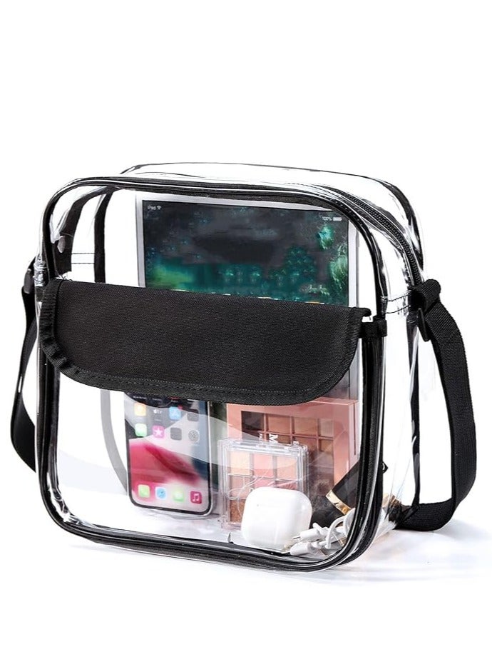 Clear Crossbody Bag, See Through Clear Purse Handbags with Adjustable Strap, Transparent Waterproof PVC Messenger Shoulder Bag for Women Work Sport Concert, Clear - Image 1