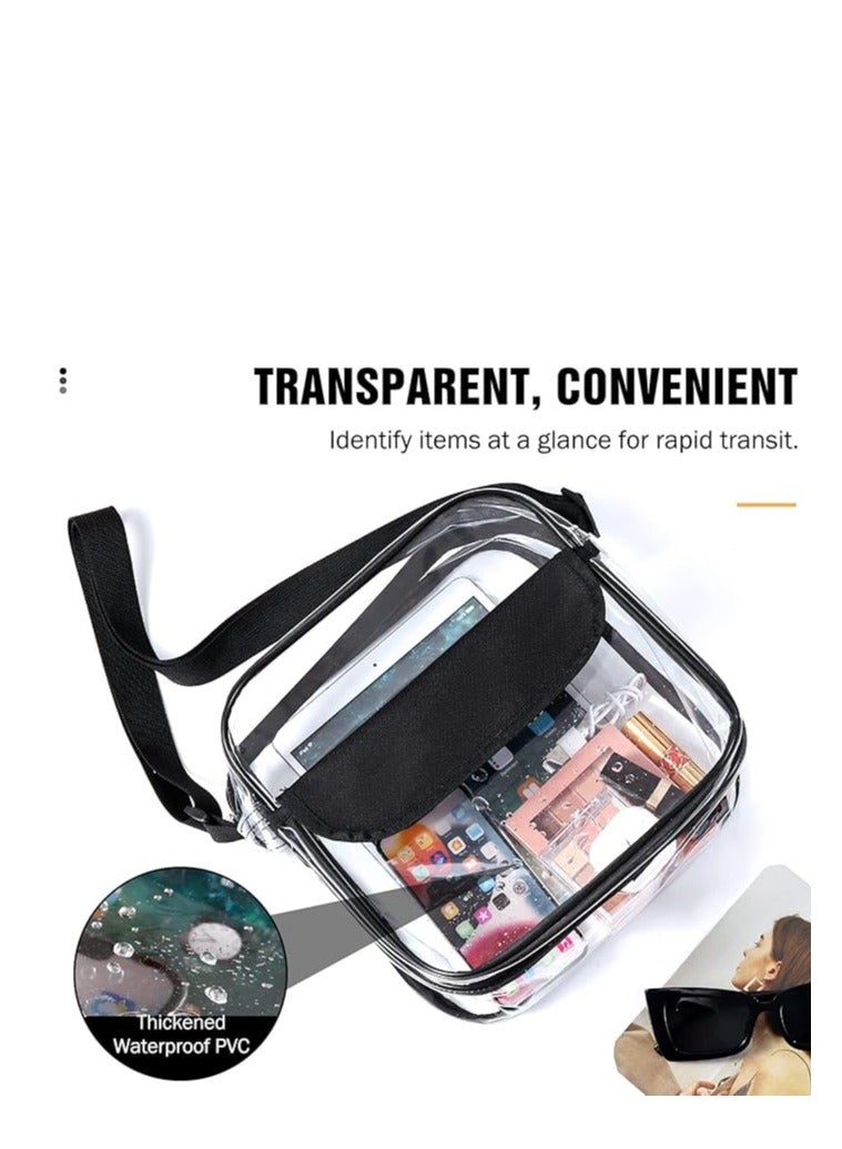 Clear Crossbody Bag, See Through Clear Purse Handbags with Adjustable Strap, Transparent Waterproof PVC Messenger Shoulder Bag for Women Work Sport Concert, Clear - Image 2