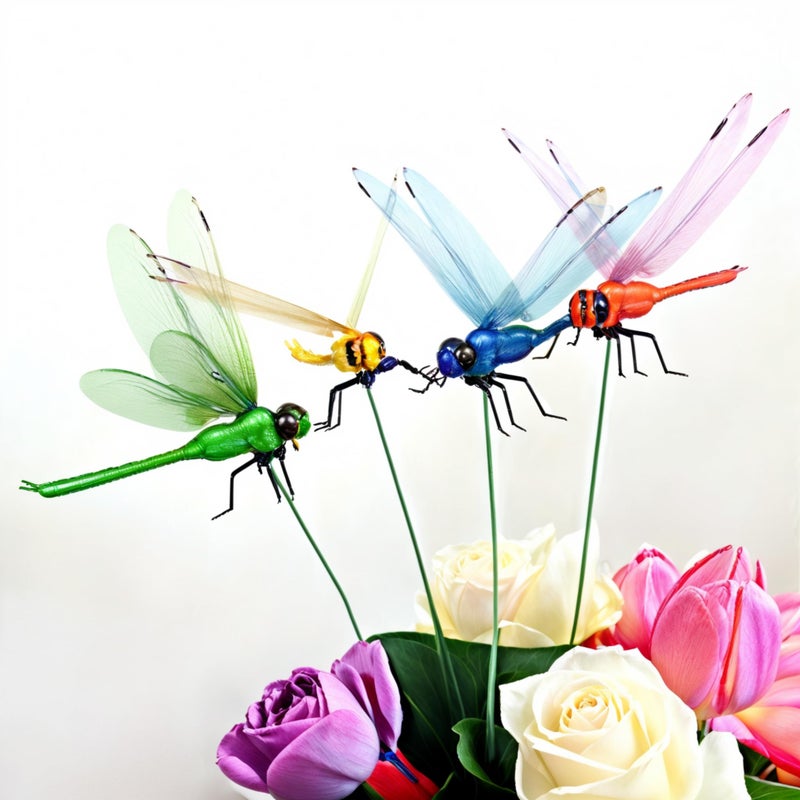 CHOUYUHE 12 Pieces Dragonfly Garden Decor 3D Dragonfly Garden Stakes 4Colors Ideal for Garden Decorations and House Warmings CHOUYUHE - Image 3