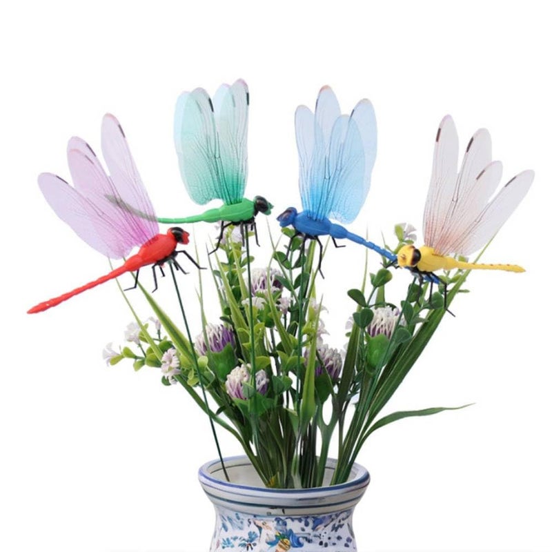 CHOUYUHE 12 Pieces Dragonfly Garden Decor 3D Dragonfly Garden Stakes 4Colors Ideal for Garden Decorations and House Warmings CHOUYUHE - Image 2