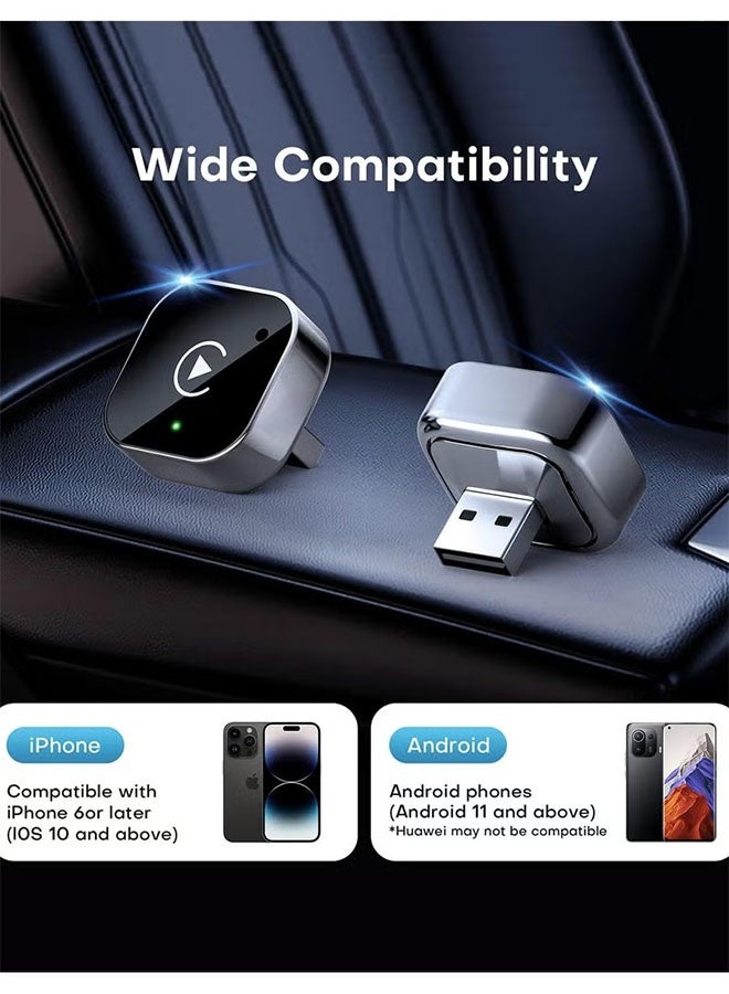 ترقية 2 في 1 CarPlay & Android Auto Adapter، توصيل وتشغيل CarPlay Dongle تحوّل الأسلاك إلى Wireless، فائقة السرعة Auto Connect، التيار الحر لللاغ، التصميم المضغوط لآيفون وأندرويد مع منفذ USB/USB-C - Image 5