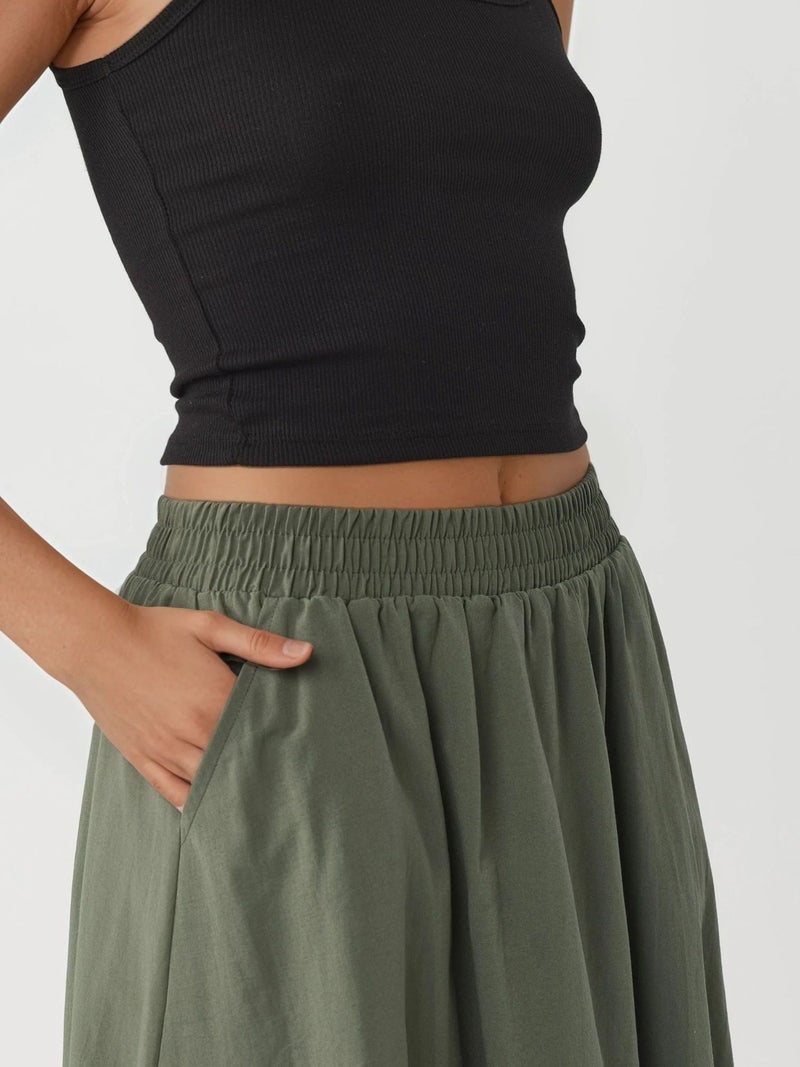 BUSEM Elastic Waist Midi Skirt with Pockets - Image 5