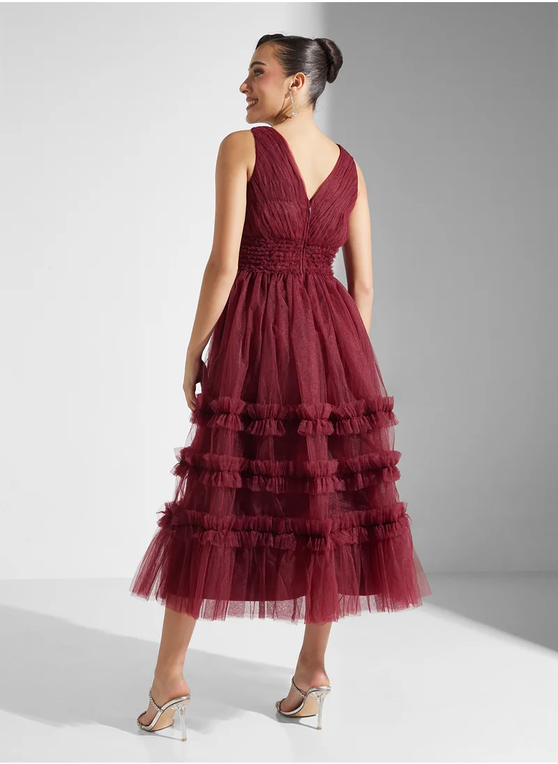 ليس اند بيدز V-Neck Ruffles Dress