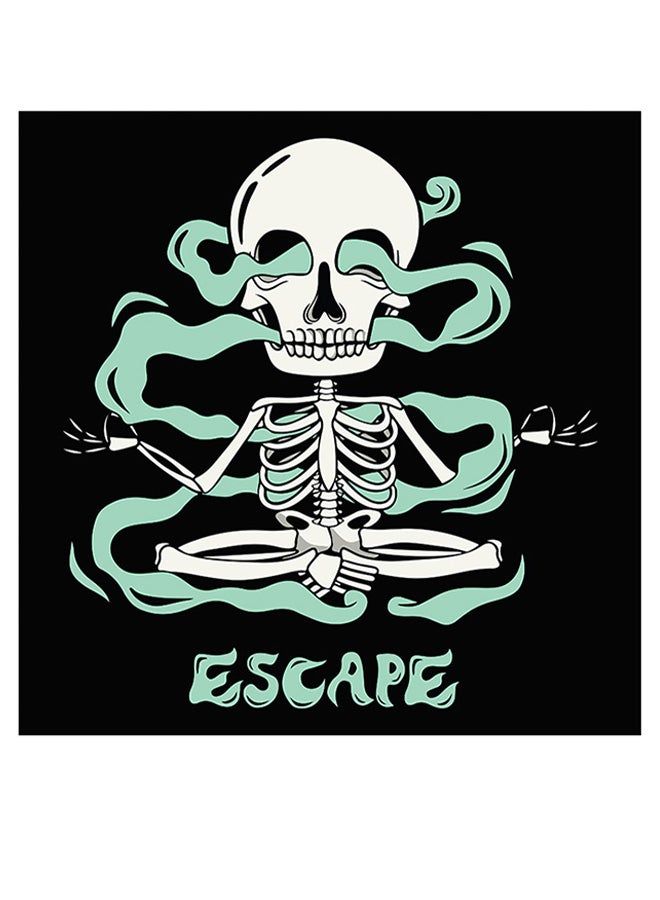 RYN Skeleton Themed Wall Art Black/White/Blue 30x30cm - Image 1