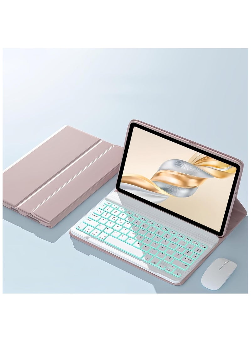عام "غطاء لوحة مفاتيح مضاءة بالإنجليزية والعربية متوافق مع هونور باد X9a 11.5 بوصة (2025) - لوحة مفاتيح لاسلكية بلوتوث قابلة للفصل مع حافظة رفيعة تحتوي على ماوس بلوتوث"