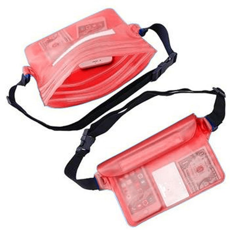 Desi Rang Waterproof Big Pouch Bag Cover for rain Swimming Water All Mobile Phone, All Small Camera, Wallets, ID Card with Waist Strap for All Waist Size, Color : Red - Image 5