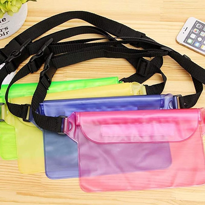 Desi Rang Waterproof Big Pouch Bag Cover for rain Swimming Water All Mobile Phone, All Small Camera, Wallets, ID Card with Waist Strap for All Waist Size, Color : Red - Image 2