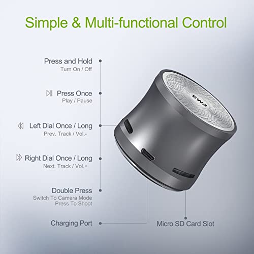 EWA مكبر صوت بلوتوث EWA A109mini مع مشعاع باس، باس معزز، مكبر صوت لاسلكي محمول للمنزل، التنزه والمزيد - رمادي - Image 3