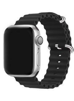Apple Watch Ocean Band 49mm 45mm 44mm 42mm Soft Silicone Loop Strap for iWatch Series Ultra/8/7/SE/6/5/4/3/2/1 Black
