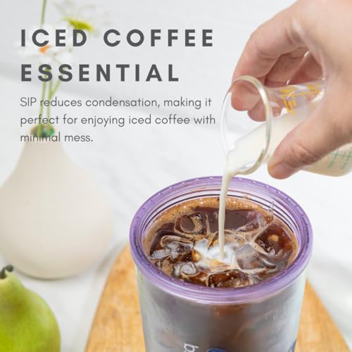 bzyoo SIP 24oz (710ml) Double Wall Plastic Tumbler with Lid and Straw Cold Drink Travel Mug Reusable Party Cup Perfect for Office Ice Coffee or Tea and Gift Color: Pink & Purple - Image 4