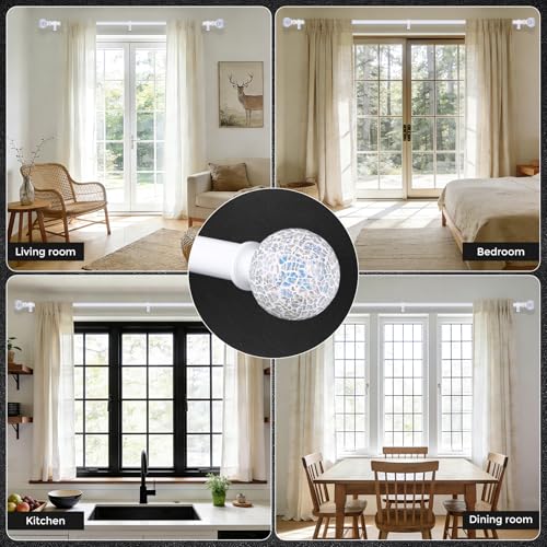 hei! dear White Curtain Rods for Windows 28 to 48 Inch,1 Inch Adjustable Heavy Duty Decorative Mosaic Colourful Ball Curtain Rod,Telescoping Window Rod for Bedroom,White Drapery Rods 18-60" - Image 4