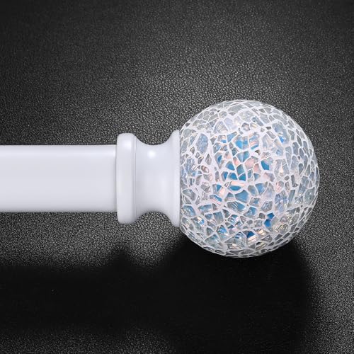 hei! dear White Curtain Rods for Windows 28 to 48 Inch,1 Inch Adjustable Heavy Duty Decorative Mosaic Colourful Ball Curtain Rod,Telescoping Window Rod for Bedroom,White Drapery Rods 18-60" - Image 1